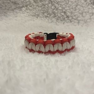 Handmade Red and White Paracord Bracelet